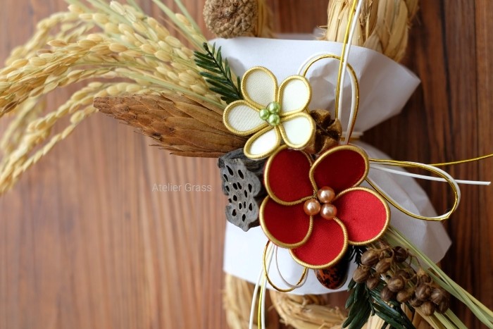 スパイスシュムック、木の実とスパイスのアレンジメント、しめ縄飾り